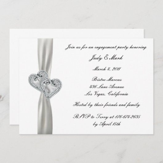 Einladung von Hearts White Wedding (Vorne/Hinten)