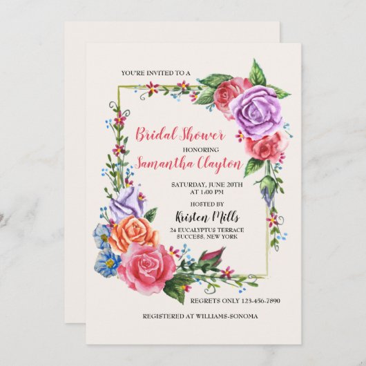 Einladung von Heirloom-Blume (Vorne/Hinten)