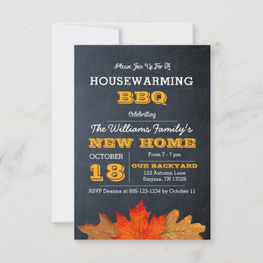 Einladung von Herbstblättern und Haushaltsbrettern (Vorderseite)