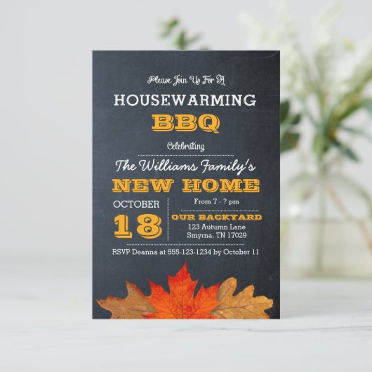 Einladung von Herbstblättern und Haushaltsbrettern (Stehend Vorderseite)