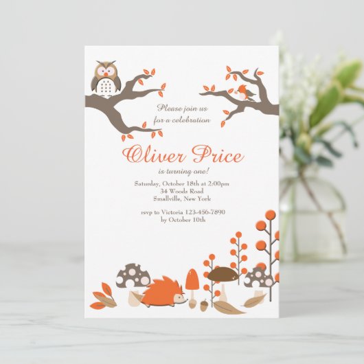 Einladung von Herbsttieren (Stehend Vorderseite)