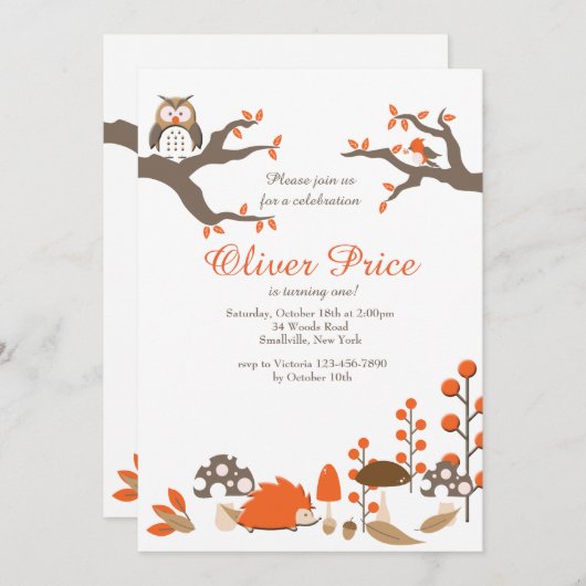 Einladung von Herbsttieren (Vorne/Hinten)