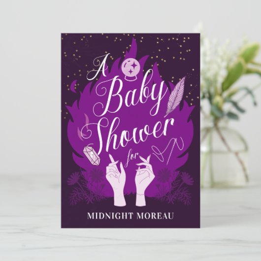 Einladung von Hexchy Celestial Baby Shower (Stehend Vorderseite)