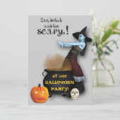 Einladung von Hexe und Cauldron Halloween-Party (Stehend Vorderseite)
