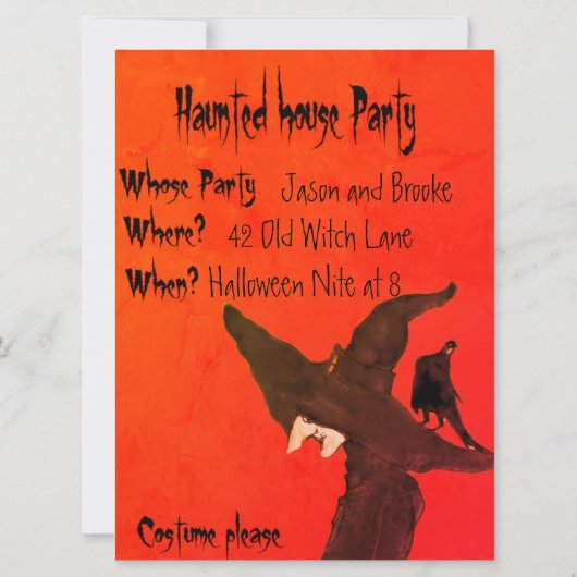 Einladung von Hexen Halloween-Party (Rückseite)