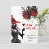 Einladung von Hexen Halloween-Party trinken (Stehend Vorderseite)
