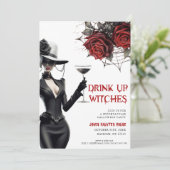 Einladung von Hexen Halloween-Party trinken (Stehend Vorderseite)