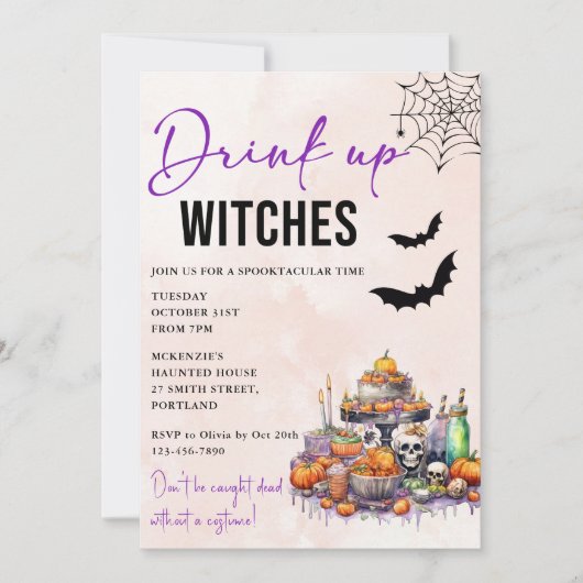 Einladung von Hexen Halloween-Party trinken (Vorderseite)