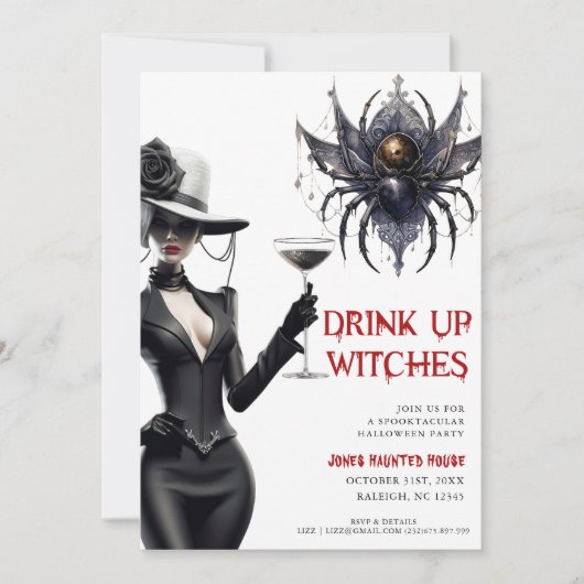 Einladung von Hexen Halloween-Party trinken (Vorderseite)