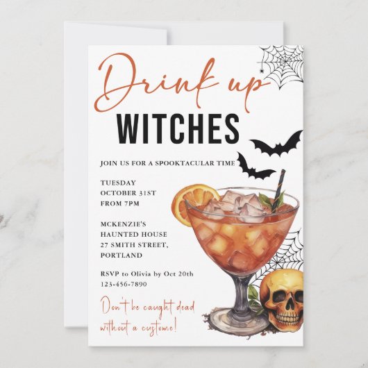 Einladung von Hexen Halloween-Party trinken (Vorderseite)