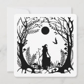 Einladung von Hexen im Halloween-Party Holz (Vorderseite)