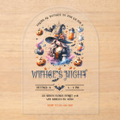 Einladung von Hexen zum nächtlichen Halloween-Part (Vorderseite)