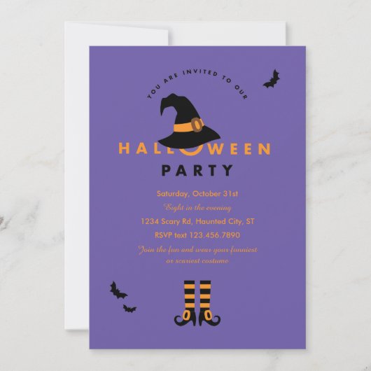 Einladung von Hexenhut-Halloween-Party (Vorderseite)