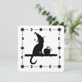 Einladung von Hexenkatze-Halloween-Party (Stehend Vorderseite)