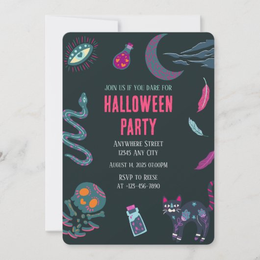 Einladung von Hexenkunst-Halloween-Party (Vorderseite)