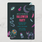 Einladung von Hexenkunst-Halloween-Party (Vorne/Hinten)