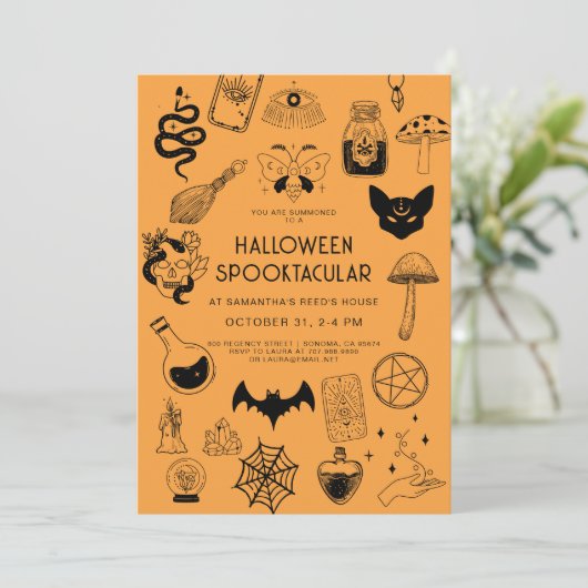 Einladung von Hexenmeister Halloween-Party (Stehend Vorderseite)