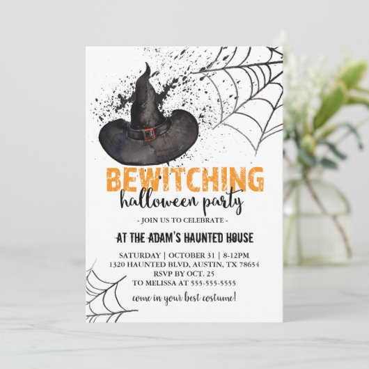 Einladung von Hexenmeister Halloween-Party (Stehend Vorderseite)