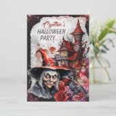 Einladung von Hexenmeister Halloween-Party (Stehend Vorderseite)