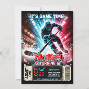 Einladung von Hockey Birthday   Hockey Ticket Them