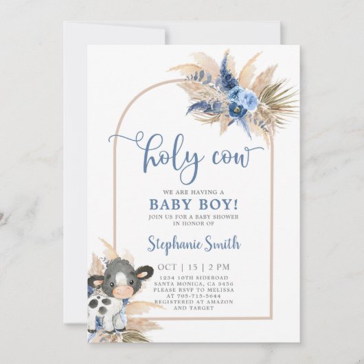 Einladung von "Holy Cow Baby Shower Boy" (Vorderseite)