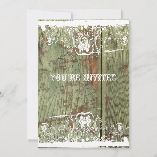 Einladung von Holz und Spitzen (Vorderseite)