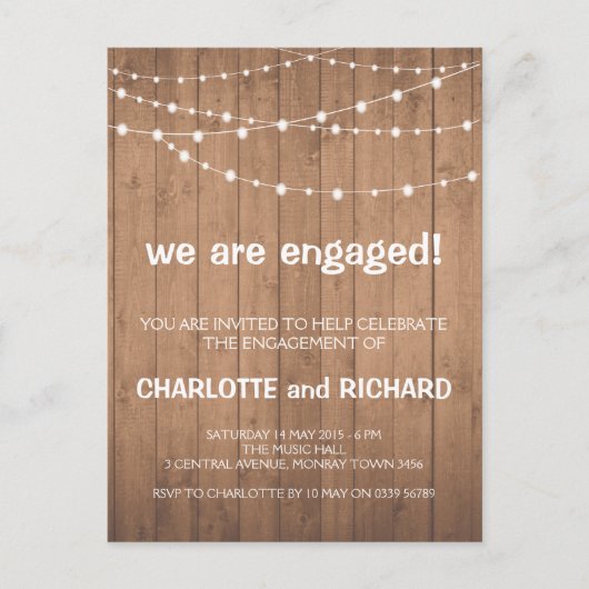 Einladung von Holz und Streichleuchten durch die T (Vorderseite)