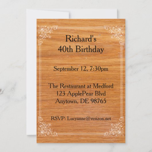 Einladung von Hölzern zum Geburtstag (Vorderseite)