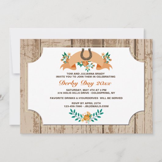 Einladung von Hufeisen und Blume (Vorderseite)