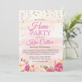 Einladung von Hühnern Party Floral (Stehend Vorderseite)