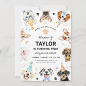 Einladung von Hund, Junge Welpe Hund zum Geburtsta (Vorderseite)