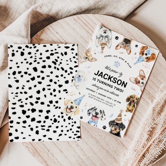 Einladung von Hund, Junge Welpe Hund zum Geburtsta