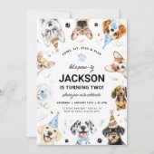 Einladung von Hund, Junge Welpe Hund zum Geburtsta (Vorderseite)