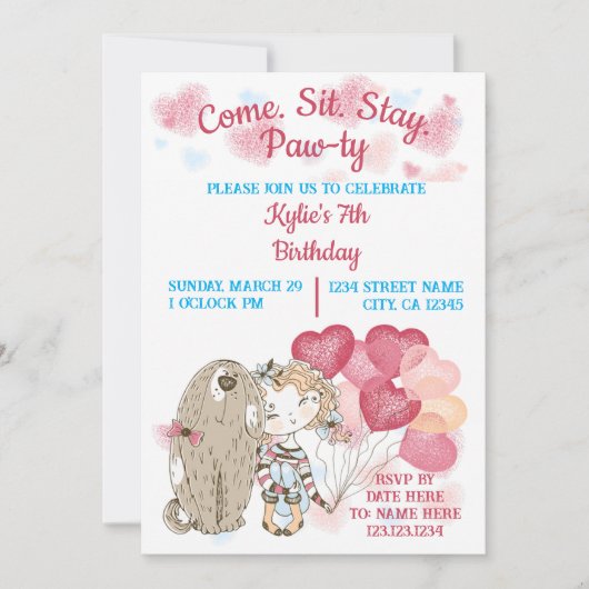 Einladung von Hund Paw-ty (Vorderseite)