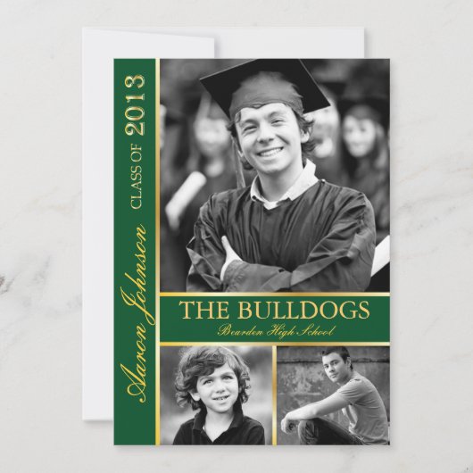 Einladung von Hunter Green und Gold Foto E (Vorderseite)