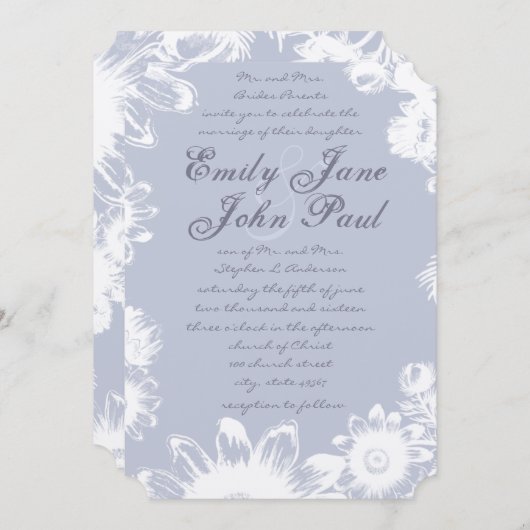 Einladung von Icicle Lavender Vintagen Blumenzelle (Vorne/Hinten)