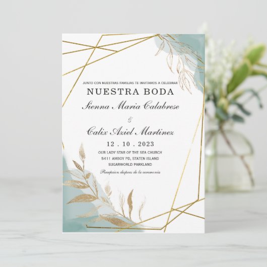 Einladung von Invitación boda marsala en español (Stehend Vorderseite)