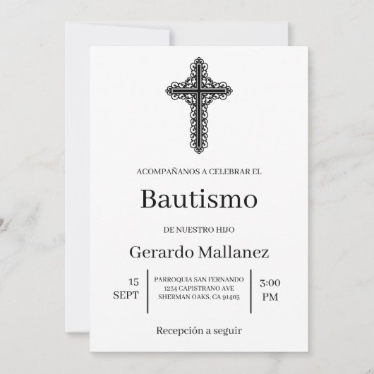 Einladung von Invitación minimalista para bautismo (Vorderseite)
