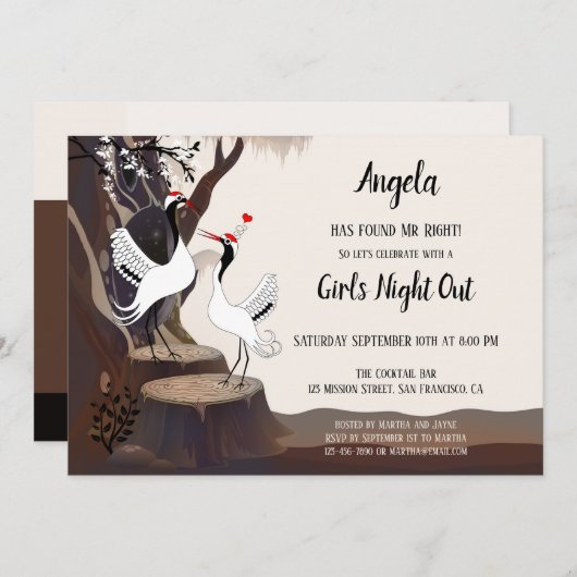 Einladung von japanischen Kranen-Junggeselinnen-Ab (Vorne/Hinten)