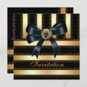 Einladung von Jeden Anlässen Black Gold Stripe Bow (Vorne/Hinten)