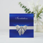 Einladung von Jeden Anlässen Blue Silver Bow (Stehend Vorderseite)