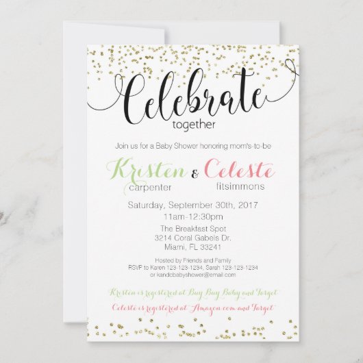 Einladung von Joint Friends Combined Baby Shower (Vorderseite)