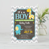 Einladung von Junge Elephant und Giraffe Babydusch (Stehend Vorderseite)