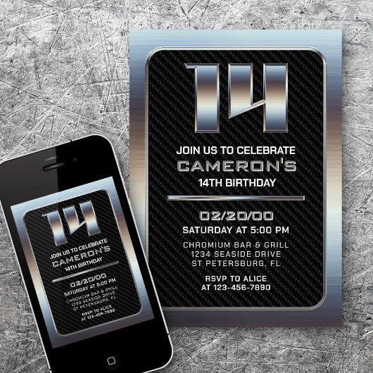 Einladung von Junge zum 14. Geburtstag