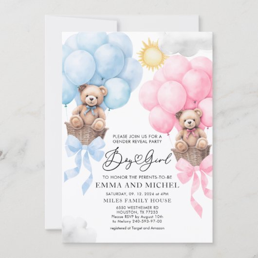 Einladung von Jungen oder Mädchen, Gender Reveal B (Vorderseite)