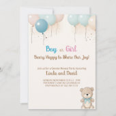 Einladung von Jungen oder Mädchen Teddy Bären (Vorderseite)