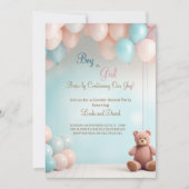 Einladung von Jungen oder Mädchen Teddy Bären (Vorderseite)