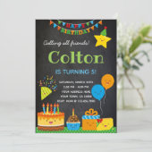 Einladung von Jungen zum Geburtstag (Stehend Vorderseite)