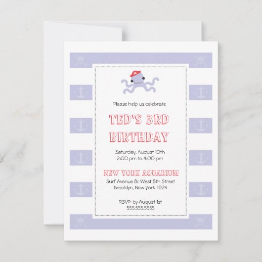 Einladung von Jungen zum Geburtstag - Piratenkopus (Vorderseite)