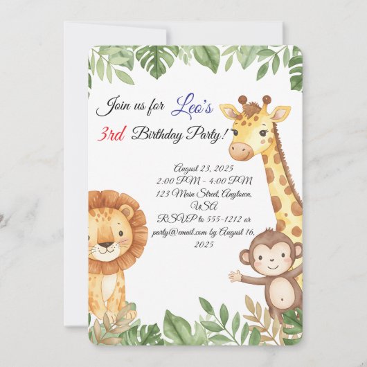 Einladung von Jungle Friends (Vorderseite)